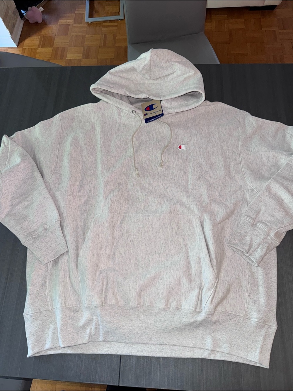 Champion Men's Oatmeal Heather Grey Hoodie